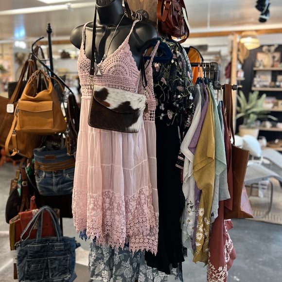 wedding guest Italian silk one size dress sequin light blue crochet boho western - Picture 2 of 3